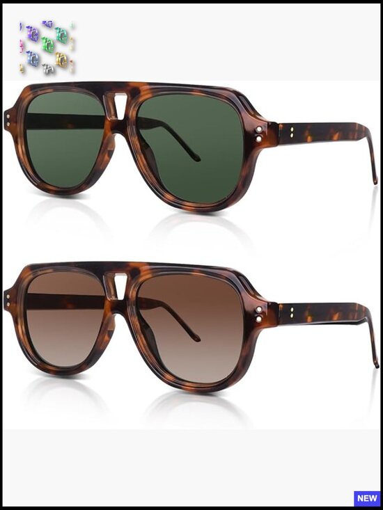 Retro Square Aviator Sunglasses Women 70s Bold Flat Top Frame Polarized UV400 main image 7